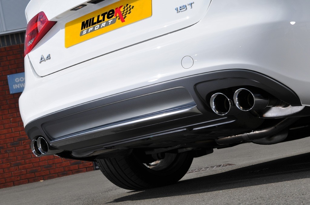 Milltek Audi A4 B8 1.8 TFSI 160pk cat-back quad systeem met dubb