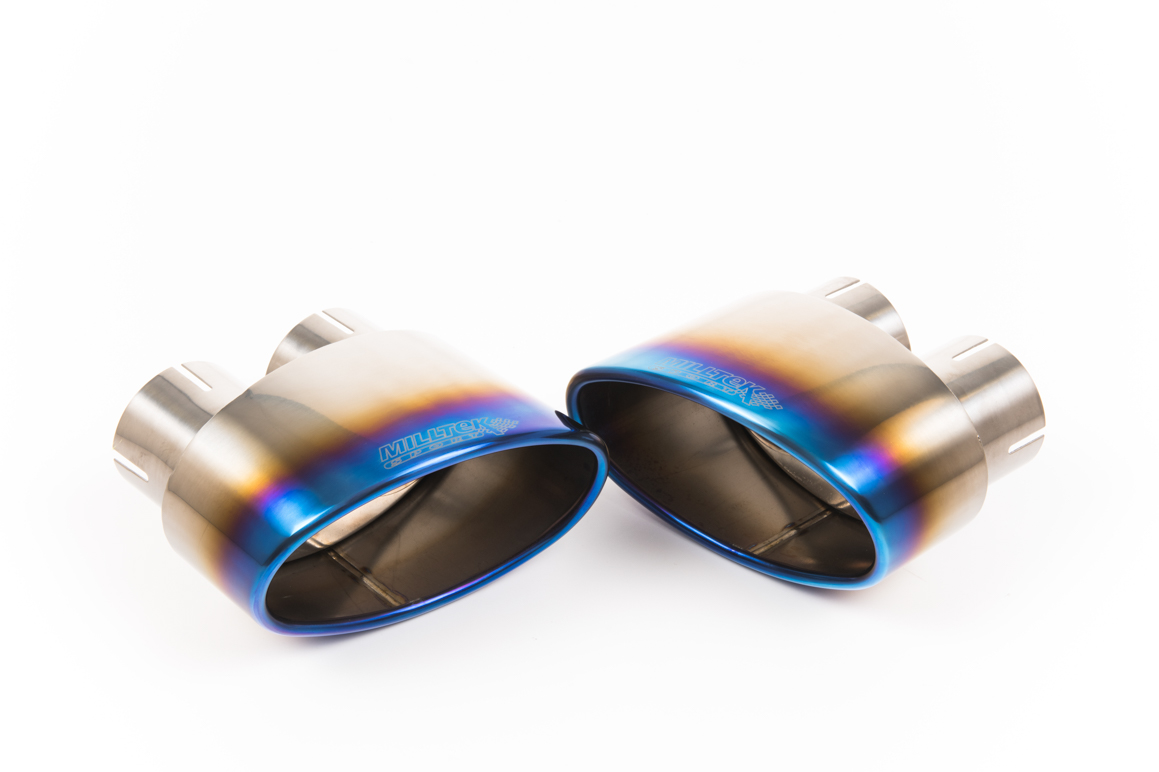 Milltek Audi RS5 B9 Cat Back Resonated EC Approved - met Burnt Titanium Oval Trims