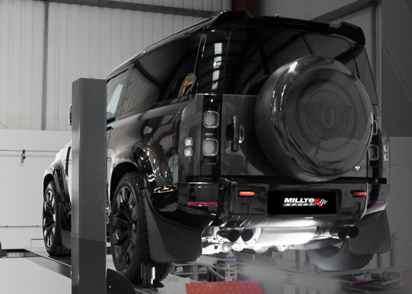 Land Rover Defender Einddemper D200, D250 & D300 90, 110 & 130 Milltek Twin GT-90 Carbon Trims