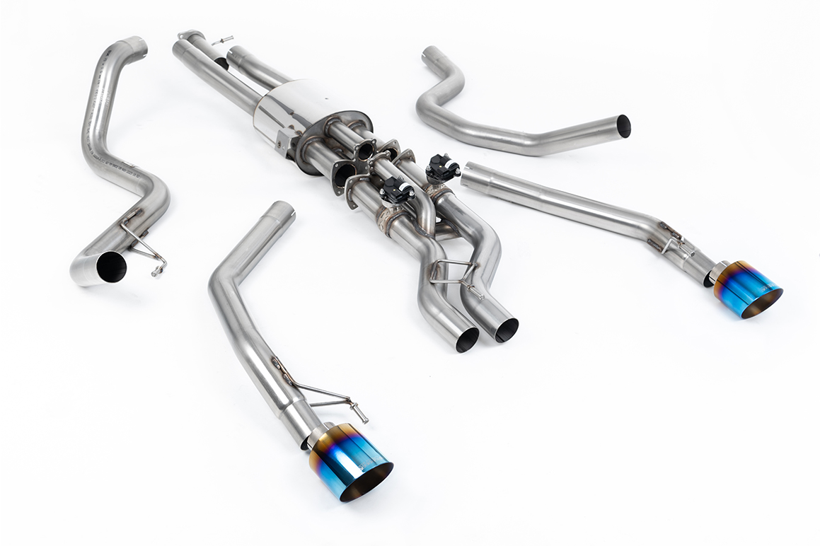 Ford Ranger Raptor Cat-back Valved  with GT-115 Burnt/Blue Titanium Tips